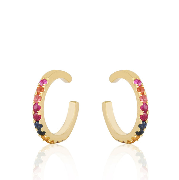 Rainbow Colored Stone Ear Cuff